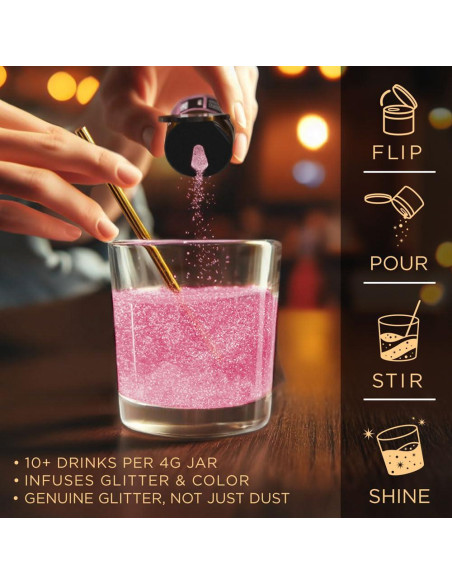 Brew Glitter Rosa Brillo Comestible 4g para Bebidas