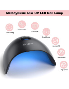 Lámpara de Uñas LED UV 48W MelodySusie - Negra, 4 Temporizadores 2