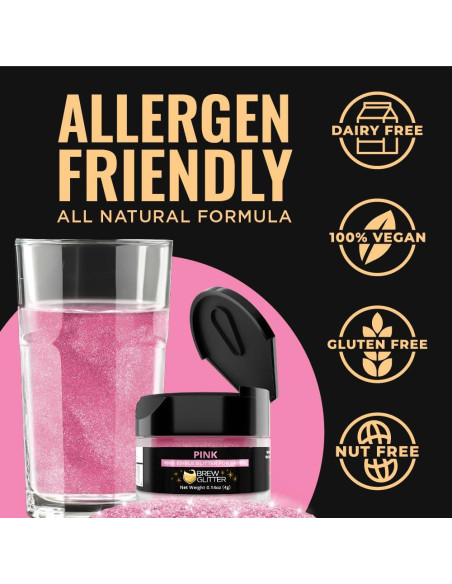 Brew Glitter Rosa Brillo Comestible 4g para Bebidas