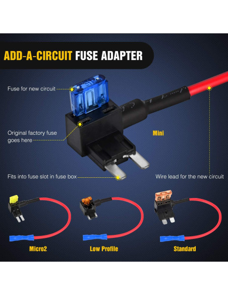 Adaptador de Circuito 12V Nilight 12 Paquete Fusibles Estándar