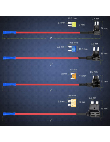Adaptador de Circuito 12V Nilight 12 Paquete Fusibles Estándar