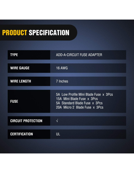 Adaptador de Circuito 12V Nilight 12 Paquete Fusibles Estándar