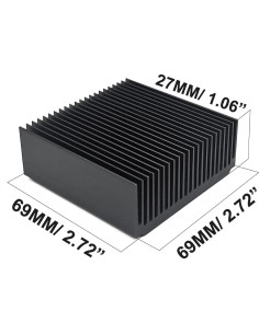 Disipador de Aluminio 69x69x27mm Awxlumv 22 Aletas Negro 2