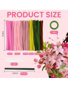 Kit de Manualidades con Limpiapipas ESUOHYM - 300 Varillas y Cinta Floral 2