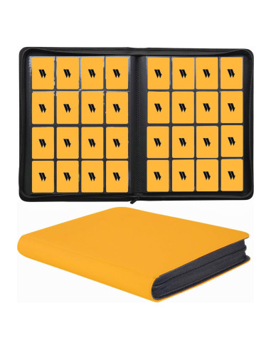 Carpeta de Tarjetas WUTONMU Amarilla 16 Bolsillos Doble Cara
