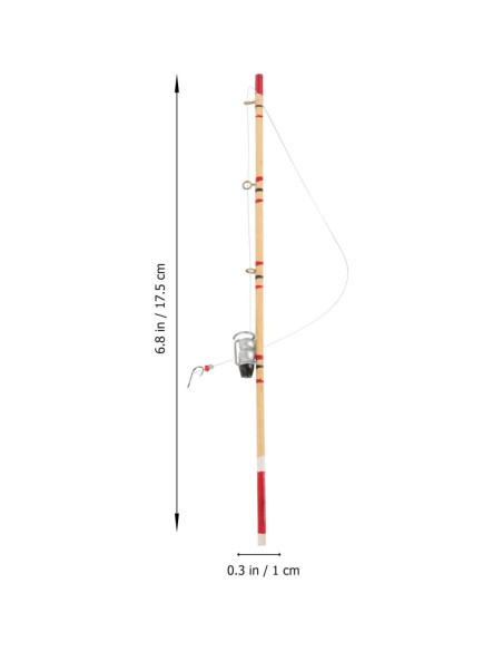Miniatura Caña de Pescar TOYANDONA 2pcs Decorativa 17.5cm