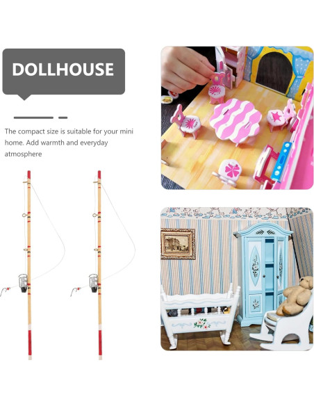 Miniatura Caña de Pescar TOYANDONA 2pcs Decorativa 17.5cm