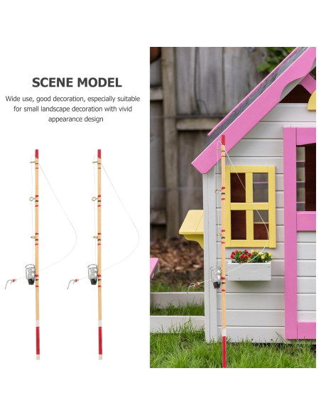 Miniatura Caña de Pescar TOYANDONA 2pcs Decorativa 17.5cm