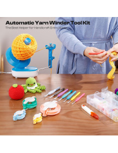 Kit de Ganchillo Eléctrico Caydo 78PCS con Enrollador y Pompones 2