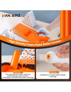 Rodillo de Pintura de Espuma HANJKINZ 24 Pcs 10 cm Alta Densidad 2