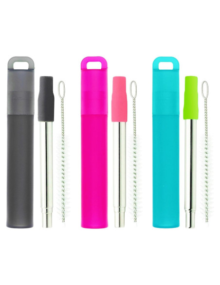 Popotes Reutilizables Plegables NAIVELY 3 Pack Acero Inoxidable