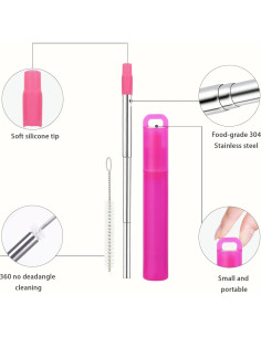 Popotes Reutilizables Plegables NAIVELY 3 Pack Acero Inoxidable 2