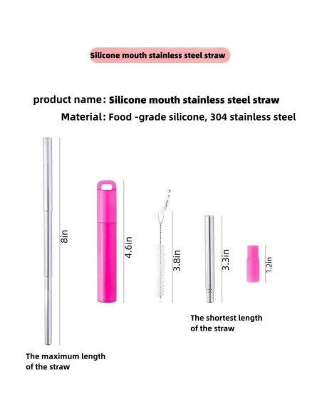 Popotes Reutilizables Plegables NAIVELY 3 Pack Acero Inoxidable