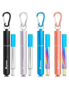 Popotes Reutilizables Plegables Kynup - Acero Inoxidable 4 Pzas