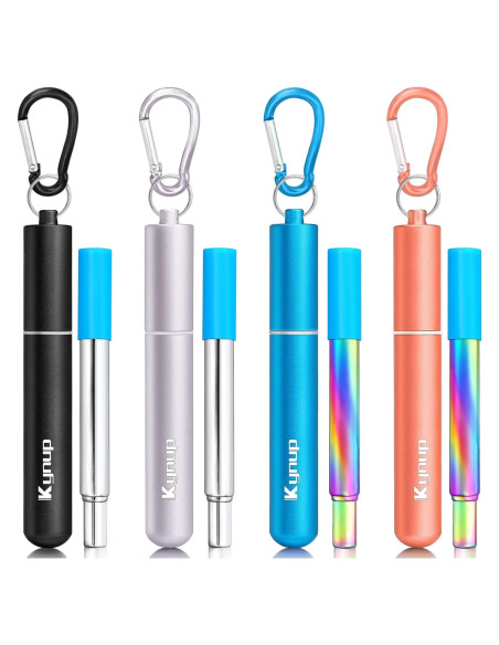 Popotes Reutilizables Plegables Kynup - Acero Inoxidable 4 Pzas