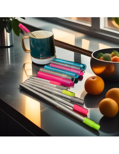 Popotes Reutilizables Plegables NAIVELY 3 Pack Acero Inoxidable