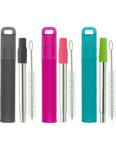 Popotes Reutilizables Plegables NAIVELY 3 Pack Acero Inoxidable