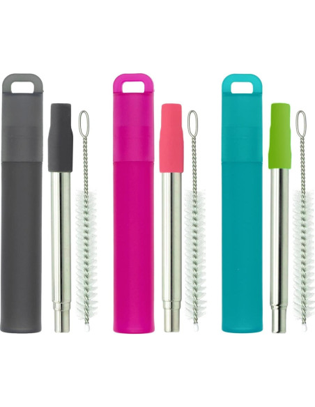 Popotes Reutilizables Plegables NAIVELY 3 Pack Acero Inoxidable