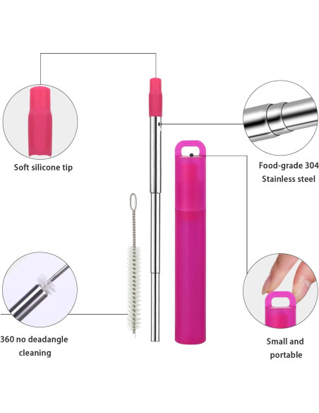 Popotes Reutilizables Plegables NAIVELY 3 Pack Acero Inoxidable