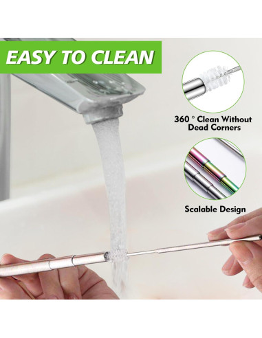 Popotes Reutilizables INVODA 5 Pack Acero Inoxidable Plegables