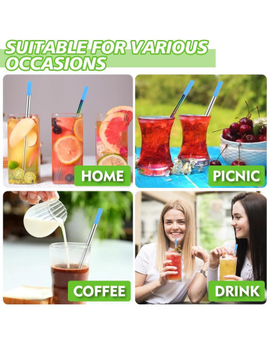 Popotes Reutilizables INVODA 5 Pack Acero Inoxidable Plegables