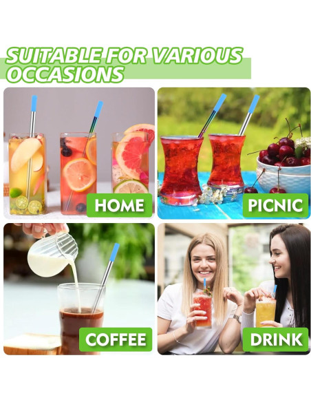 Popotes Reutilizables INVODA 5 Pack Acero Inoxidable Plegables