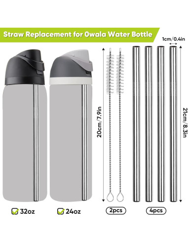 Popotes de Acero Inoxidable Gdsinstna 21 cm Reutilizables 4 PCS