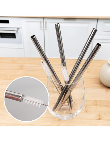 Popotes de Acero Inoxidable Gdsinstna 21 cm Reutilizables 4 PCS