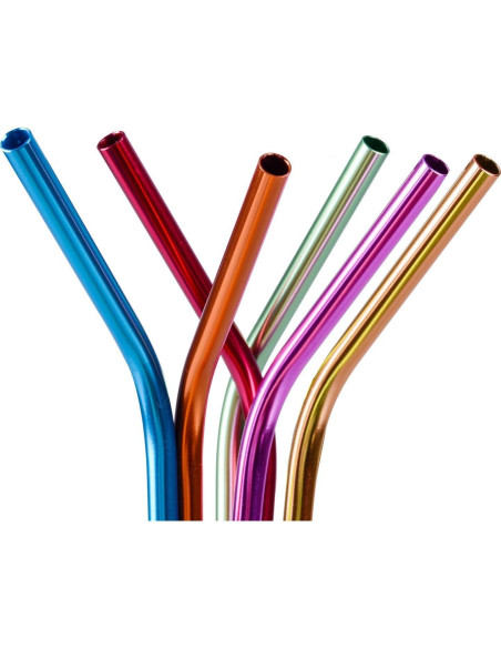 6 Popotes Reutilizables de Acero Inoxidable OYOY 26.67cm Coloridos