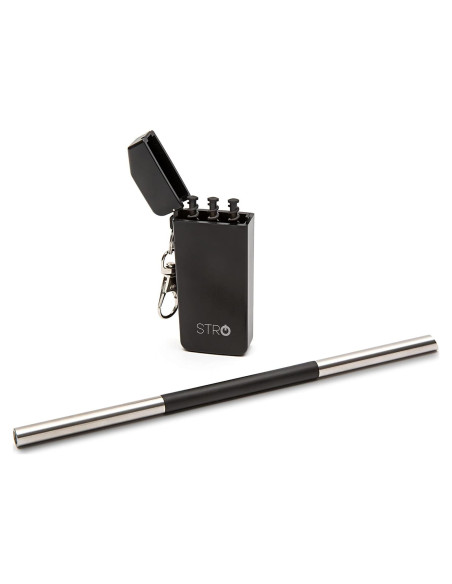 Popote Metálico Reutilizable STRO con Estuche y Cepillo - 19.8 cm