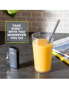 Popote Metálico Reutilizable STRO con Estuche y Cepillo - 19.8 cm 2