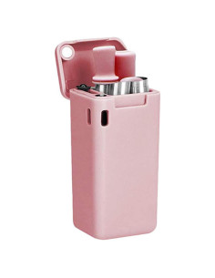 Popote Plegable Reutilizable WHNICUST Rosa con Caja y Cepillo