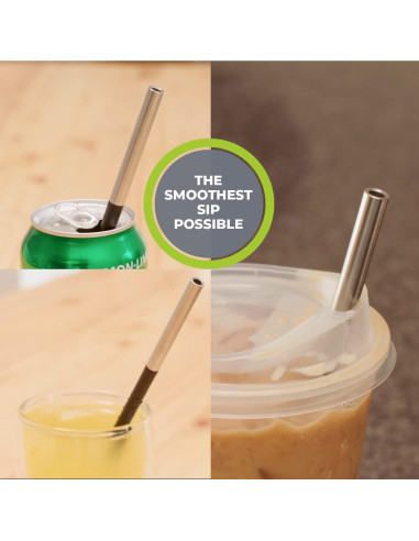 Popote Metálico Reutilizable STRO con Estuche y Cepillo - 19.8 cm