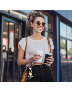 Fishent Llavero de Pulsera Tejido Violeta Humo con 3 Anillos 2