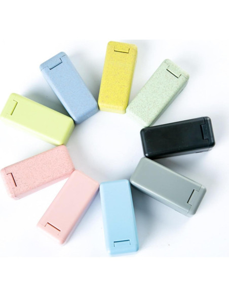 Popote Plegable Reutilizable WHNICUST Rosa con Caja y Cepillo