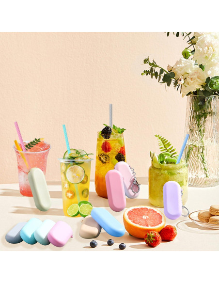 10 Pajitas Reutilizables de Silicona Huaerle con Estuche