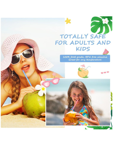 10 Pajitas Reutilizables de Silicona Huaerle con Estuche