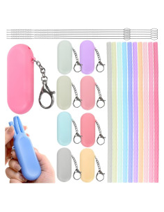 Juego de 10 Pajitas de Silicona Acshio con Estuche y Cepillos