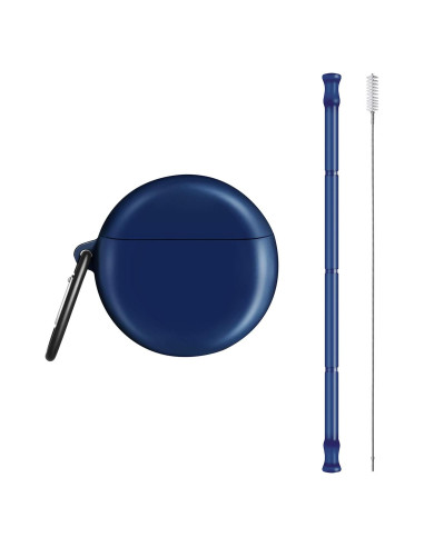 Pajitas de Silicona Reutilizables ALINK con Estuche Azul