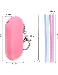 Juego de 10 Pajitas de Silicona Acshio con Estuche y Cepillos 2