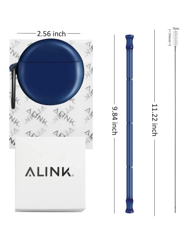Pajitas de Silicona Reutilizables ALINK con Estuche Azul