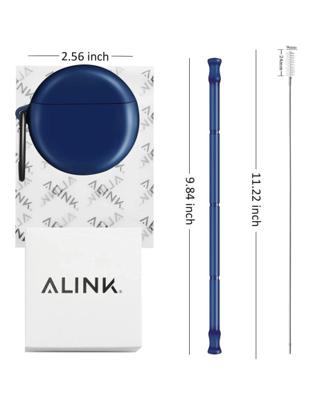 Pajitas de Silicona Reutilizables ALINK con Estuche Azul