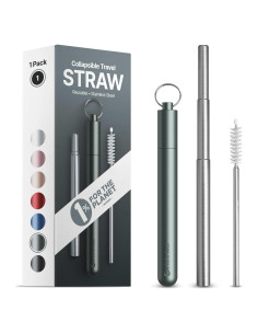 Popote Reutilizable Colapsable SaferSeas 22.86 cm Gris