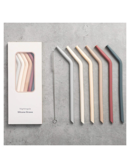 Popotes de Silicona Reutilizables Nightingale - Set de 6