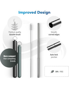 Popote Reutilizable Colapsable SaferSeas 22.86 cm Gris 2