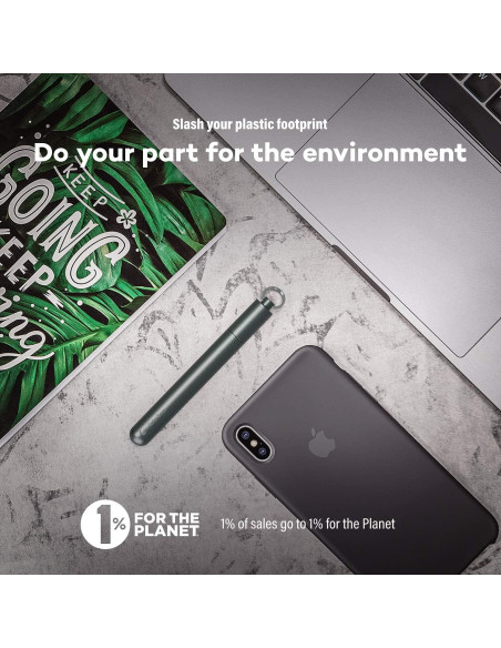 Popote Reutilizable Colapsable SaferSeas 22.86 cm Gris