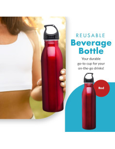 Botella de Agua Acero Inoxidable Simply Green 0.71 L Roja 2