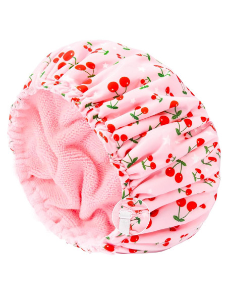 Gorro de Ducha Impermeable Aileam Rosa Cereza Reutilizable
