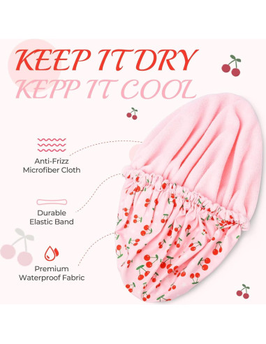 Gorro de Ducha Impermeable Aileam Rosa Cereza Reutilizable
