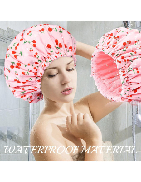 Gorro de Ducha Impermeable Aileam Rosa Cereza Reutilizable